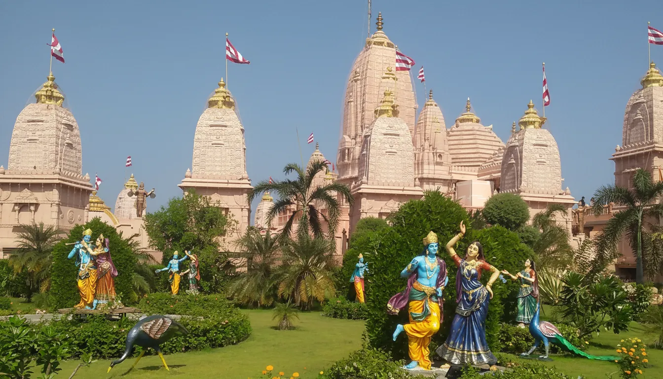 Scenic view of Ayodhya city with temples and the Saryu River